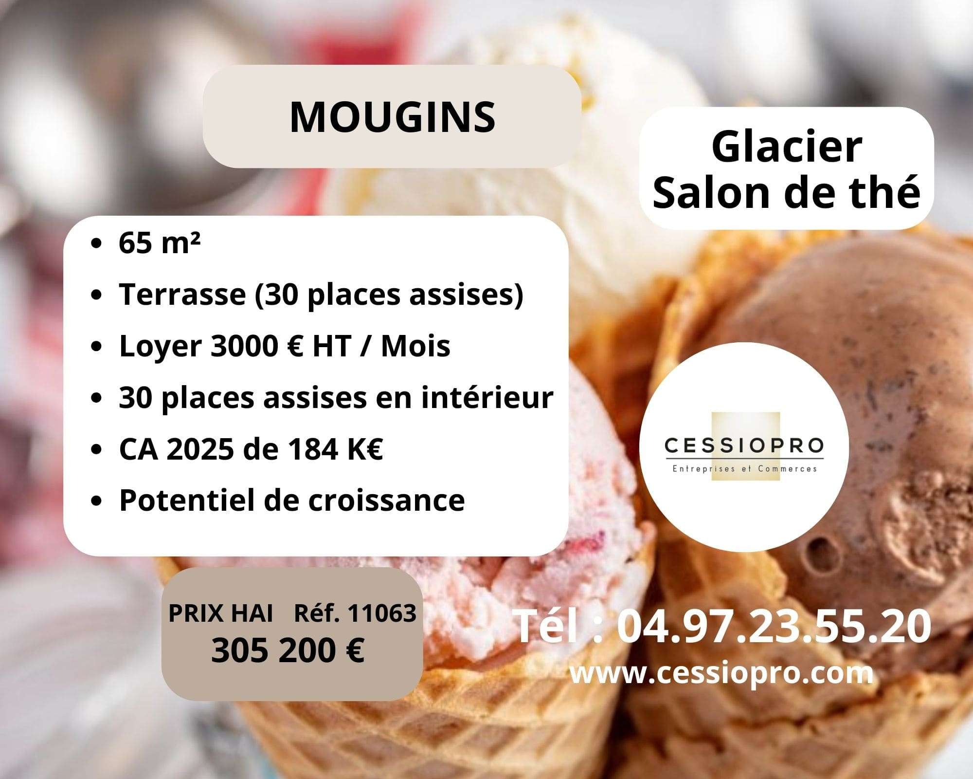 Vente FDC glacier salon de thé à Mougins