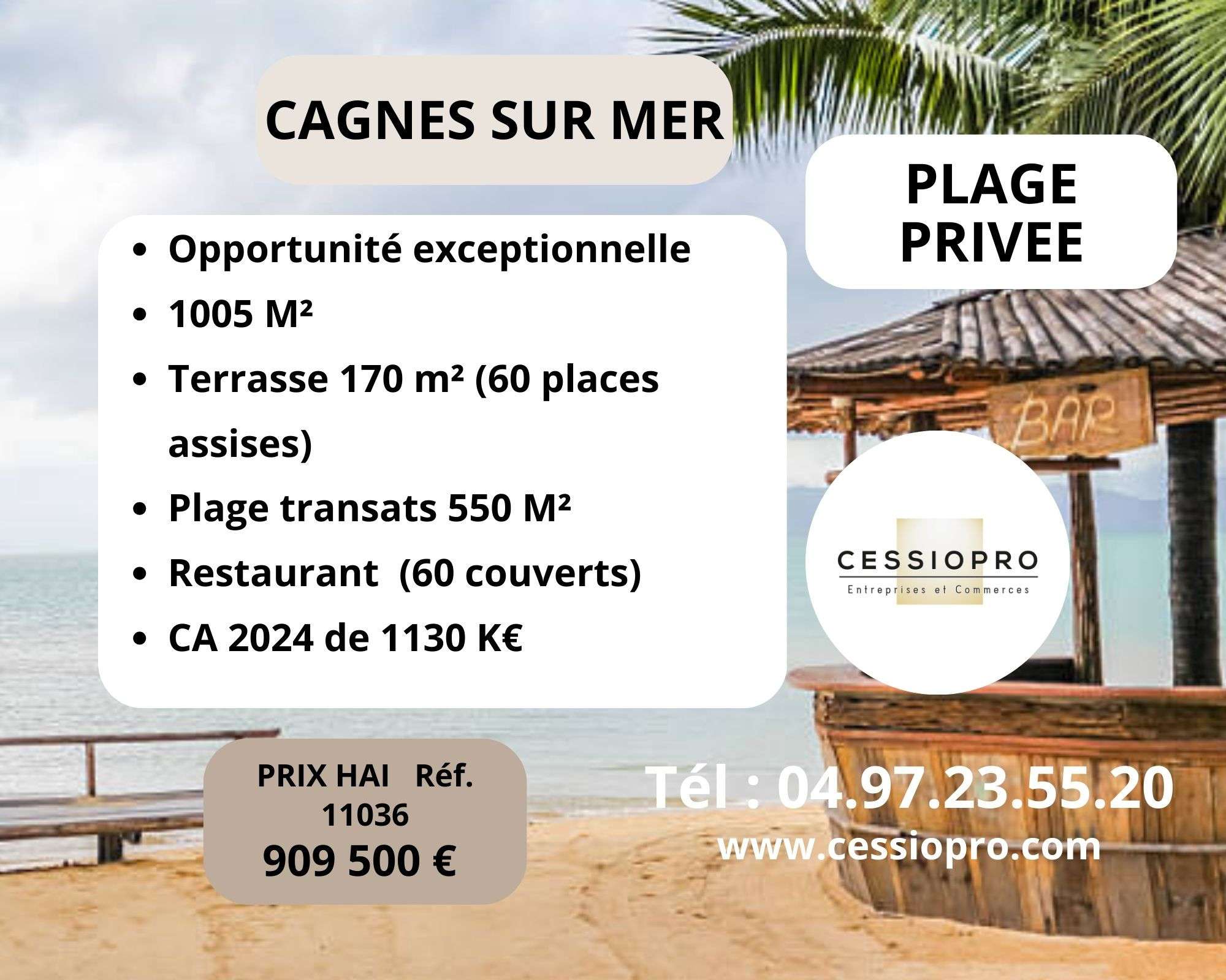 A vendre plage privée empl N°1 à Cagnes sur Mer