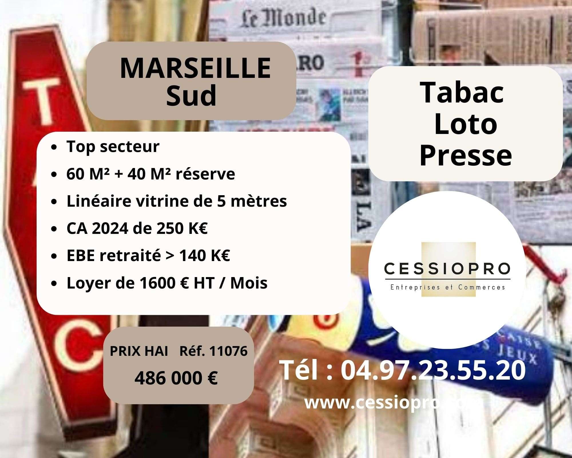 A vendre FDC très beau tabac loto presse Marseille
