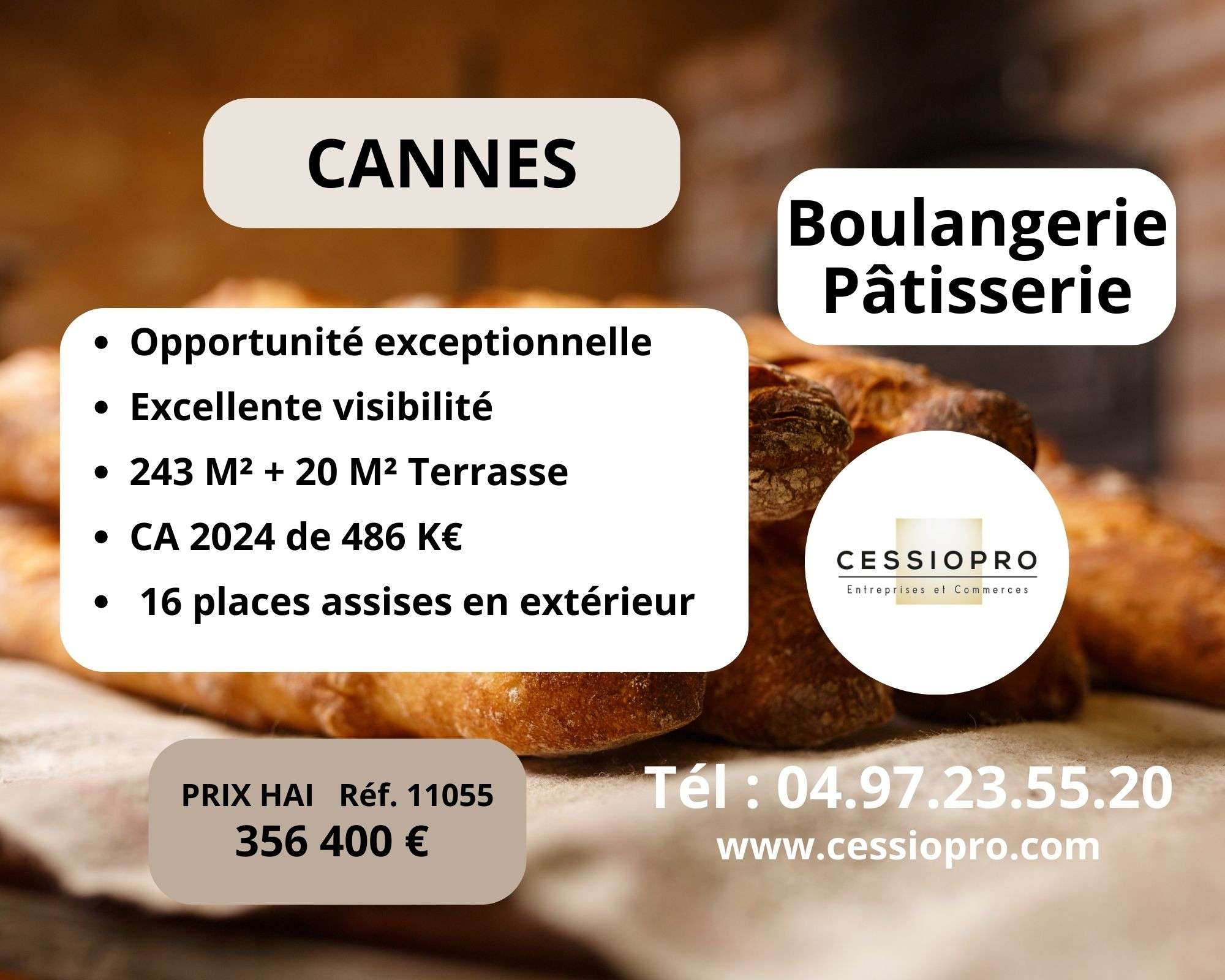 A vendre boulangerie pâtisserie ca 486k€ à Cannes