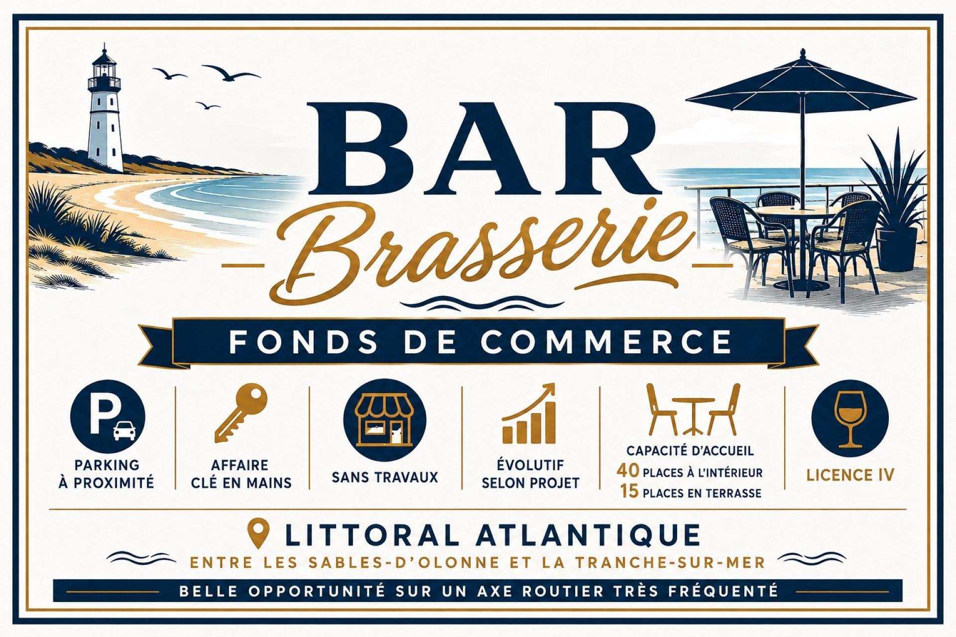 Cède bar brasserie terrasse littoral Atlantique