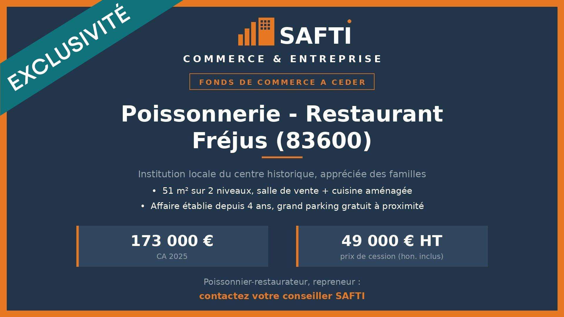 Vente poissonnerie et restaurant 51m² à Fréjus