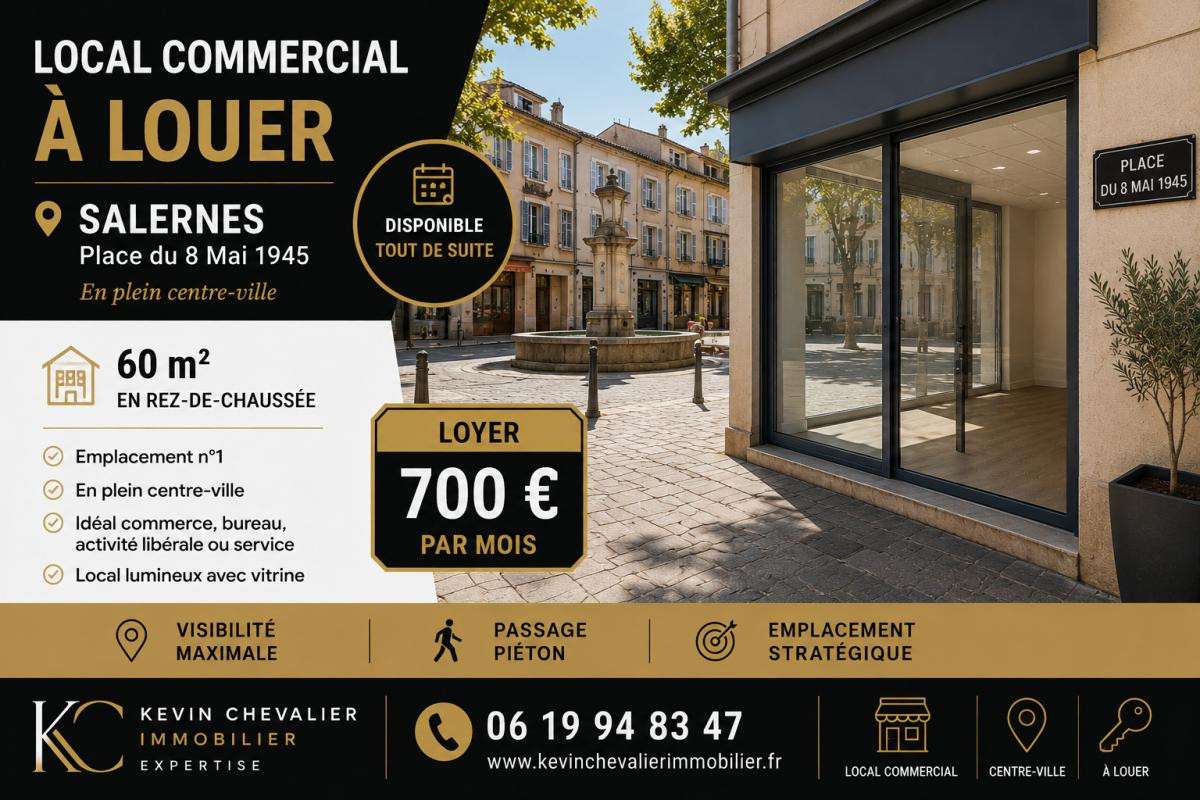 A louer local commercial 60m² à Salerne centre