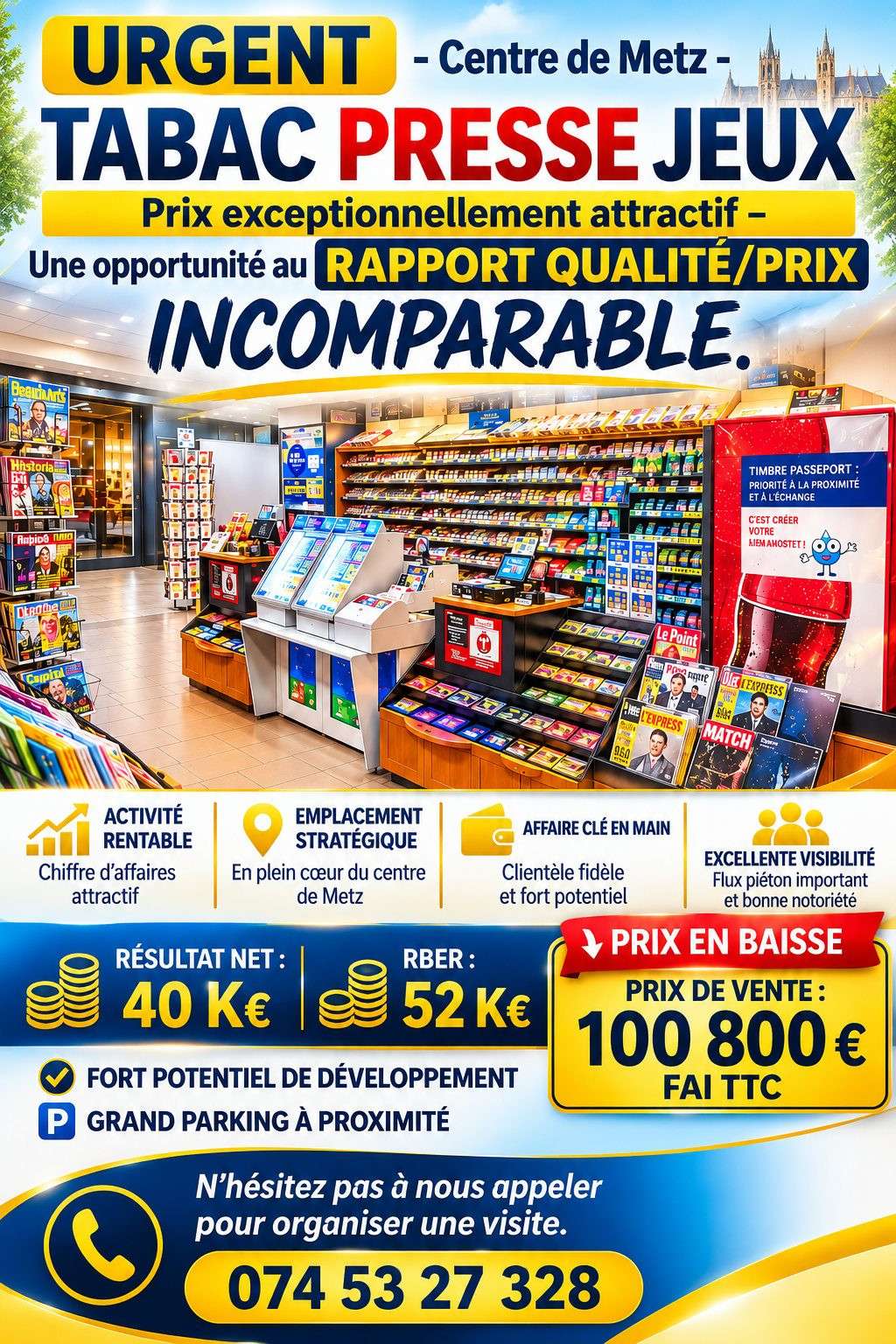 Vente FDC tabac presse jeux à Metz empl de choix