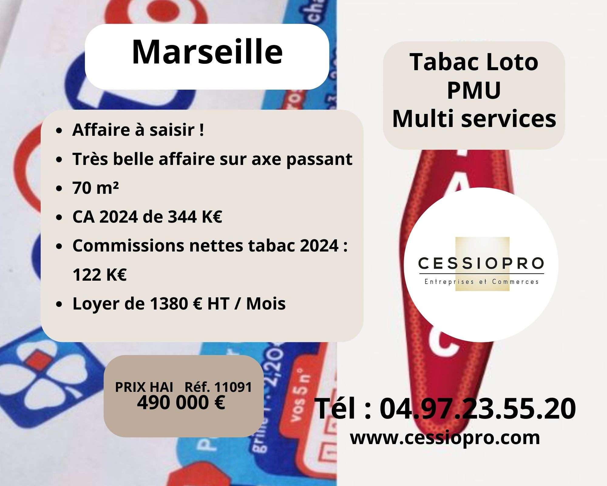 A vendre très beau FDC tabac loto PMU à Marseille