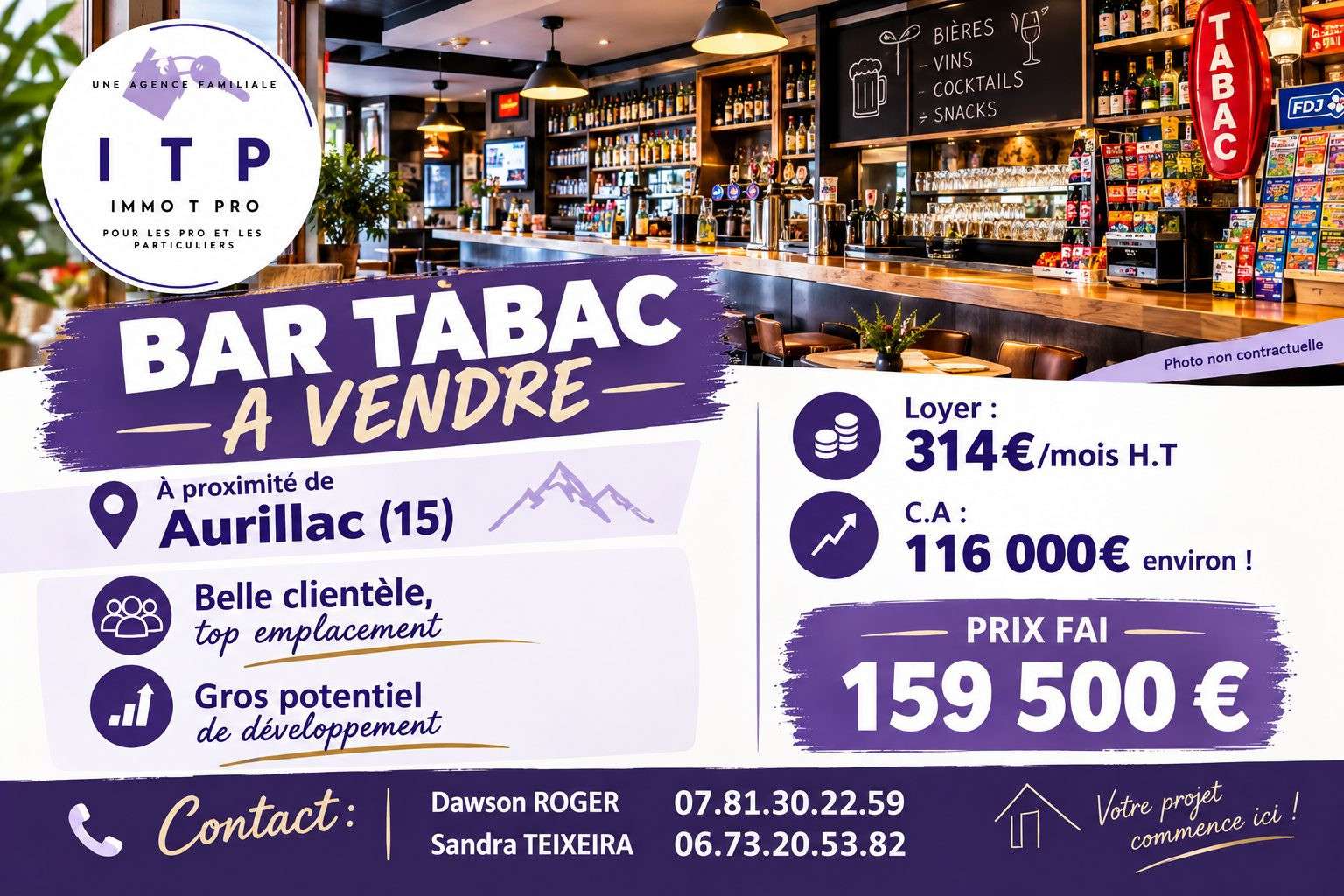 Vente bar tabac FDJ dans la belle ville d'Aurillac