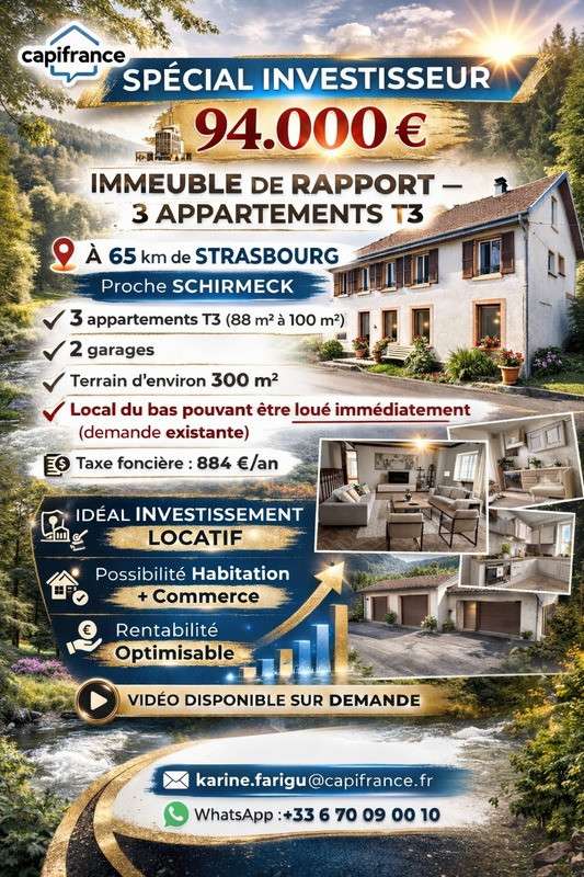 Immeuble à vendre axe Schirmeck / Allarmont 