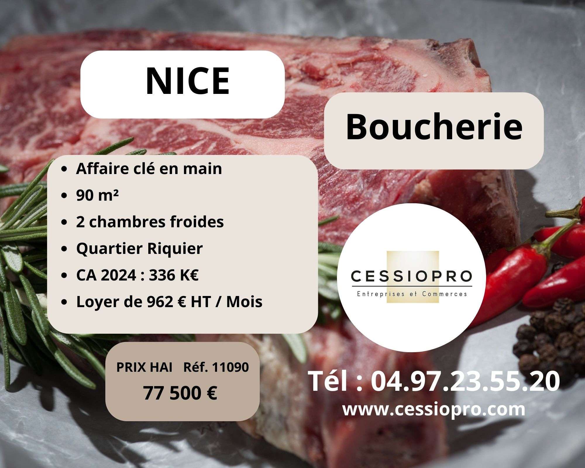 Vente boucherie équipement complet à Nice Riquier