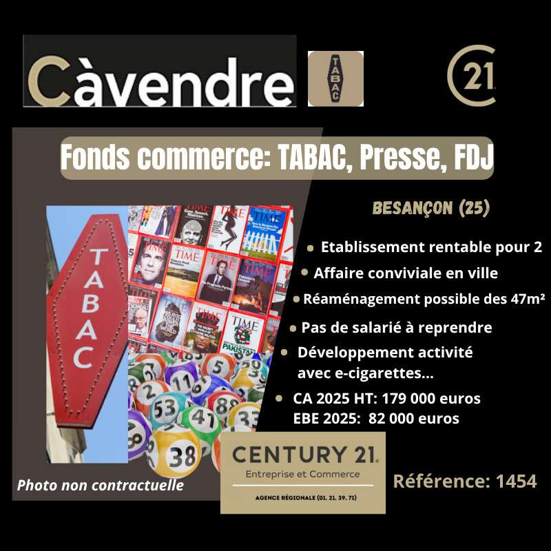 Vente FDC tabac presse jeux rentable à Besançon