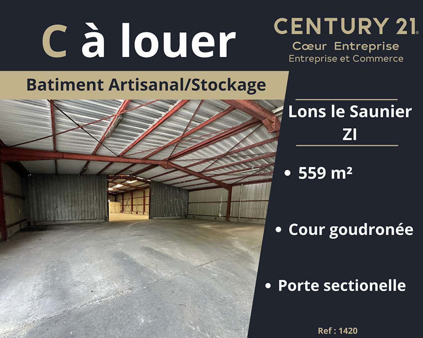 A louer bâtiment artisanal 559m² ZI de Lons
