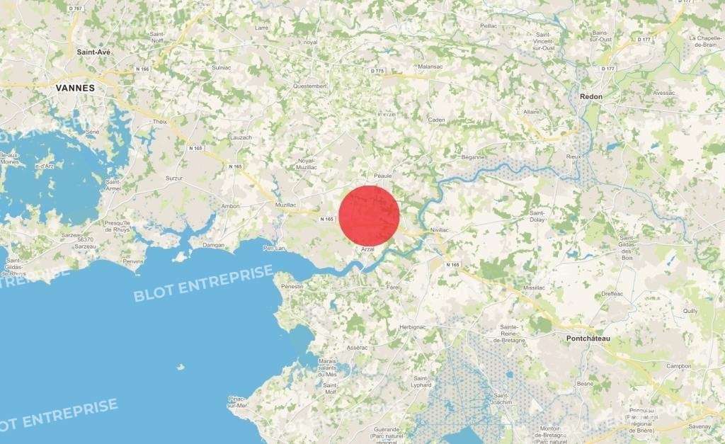 A vendre terrain constructible 1150m² Arzal RN165