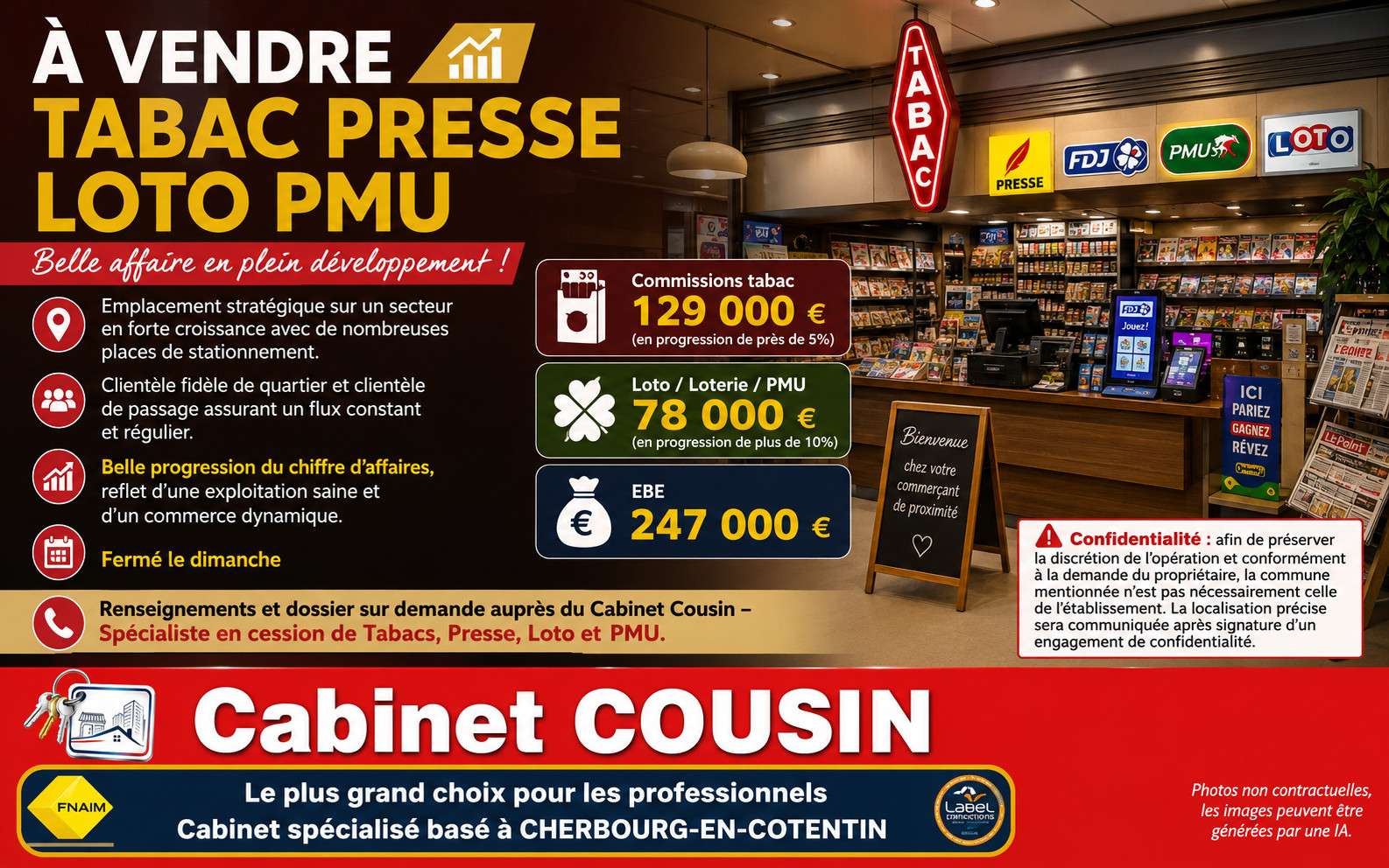 Vente Tabac Presse Loto Jeux en développement 50