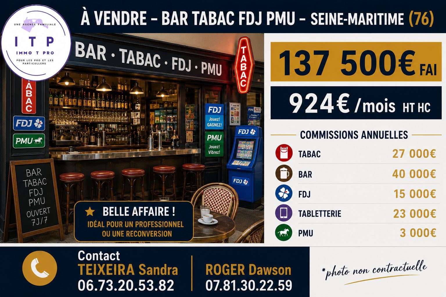 AV beau bar tabac FDJ PMU dans grande ville du 76