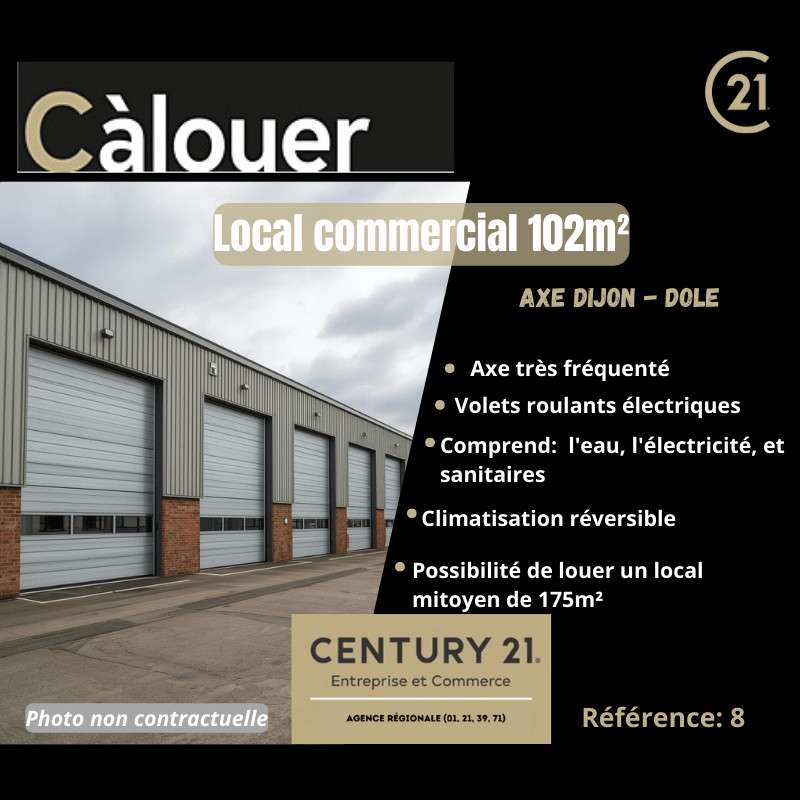 A louer local commercial de 102m² axe Dole-Dijon