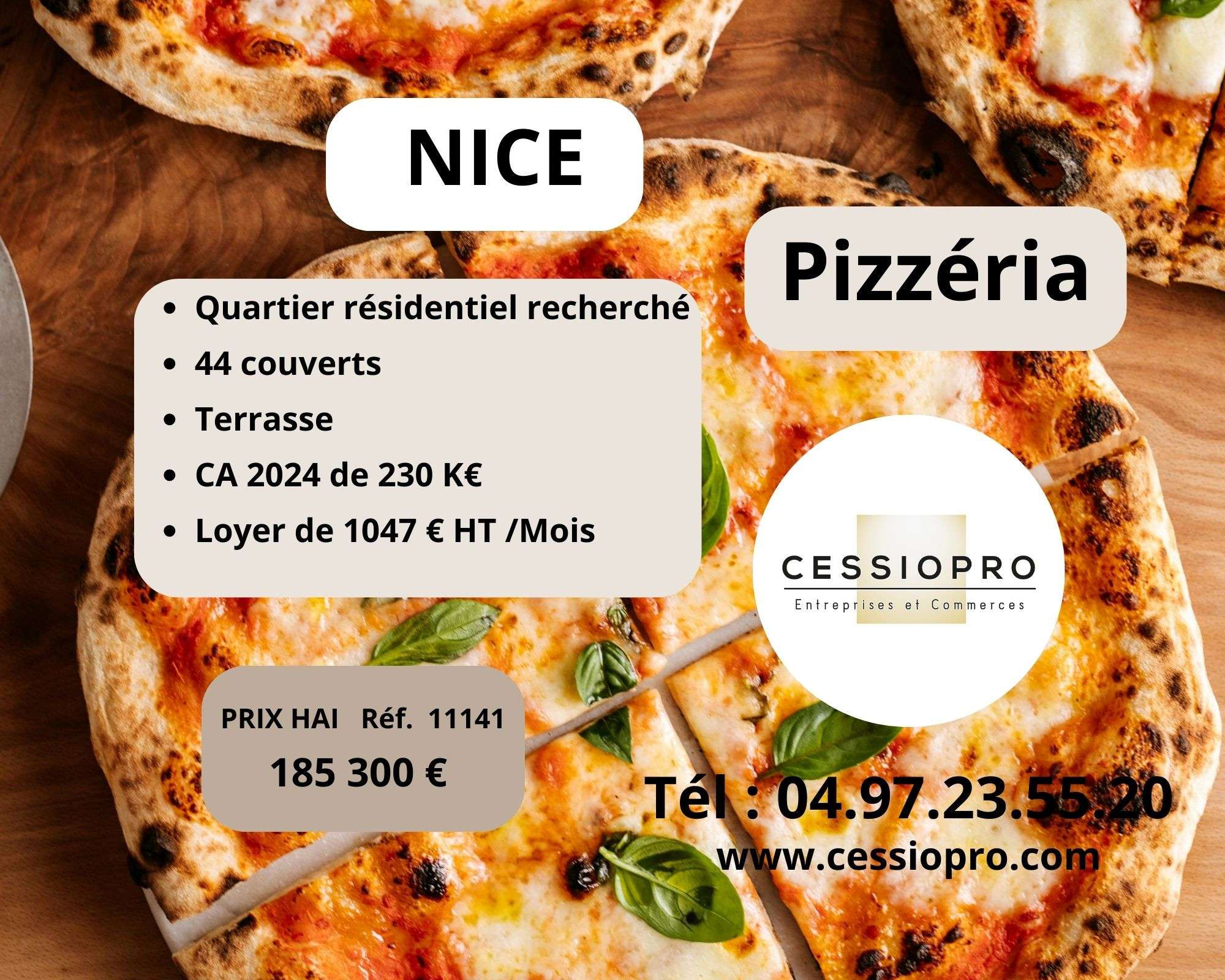 A vendre charmante pizzeria à Nice CA 230 000 €