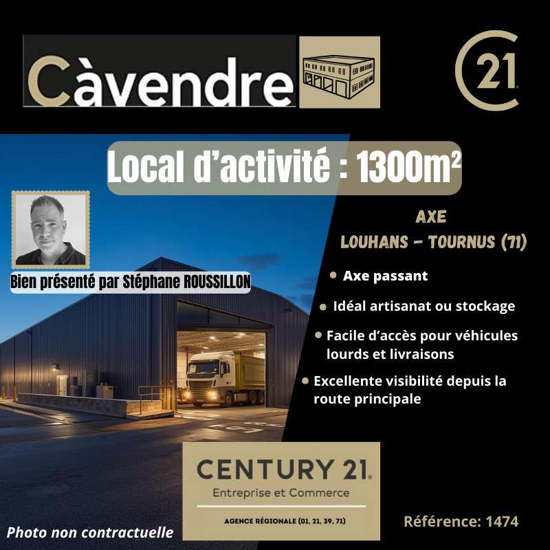 Vente local d'activité 1300m² proche Tournus