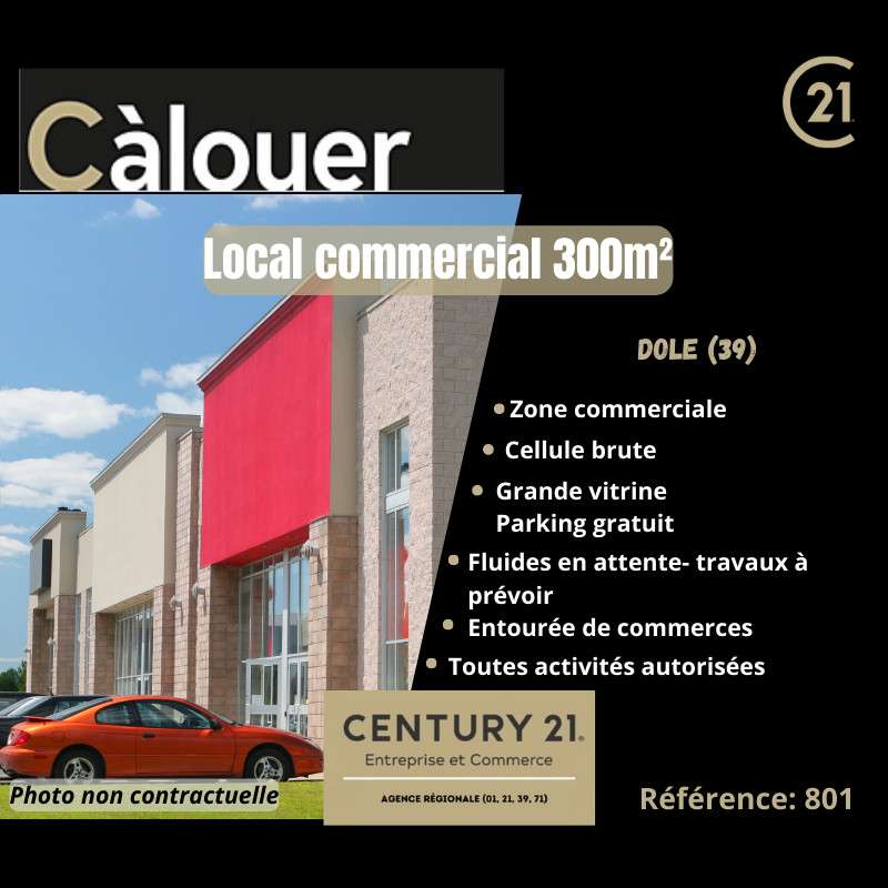A louer cellule commerciale 300m² en ZAC à Dole 
