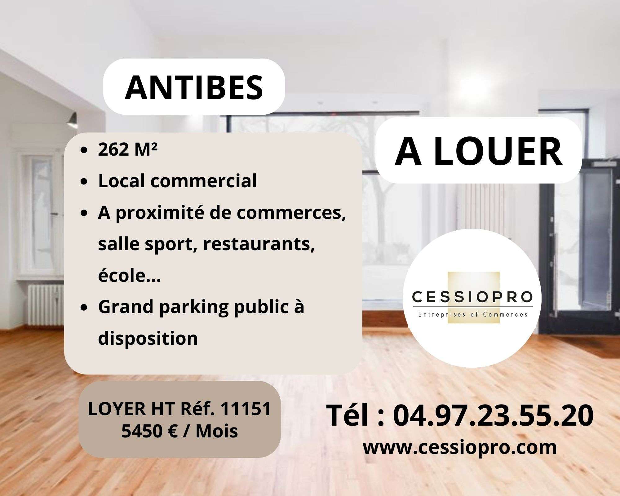 Location local 262m² à Antibes Juan les Pins