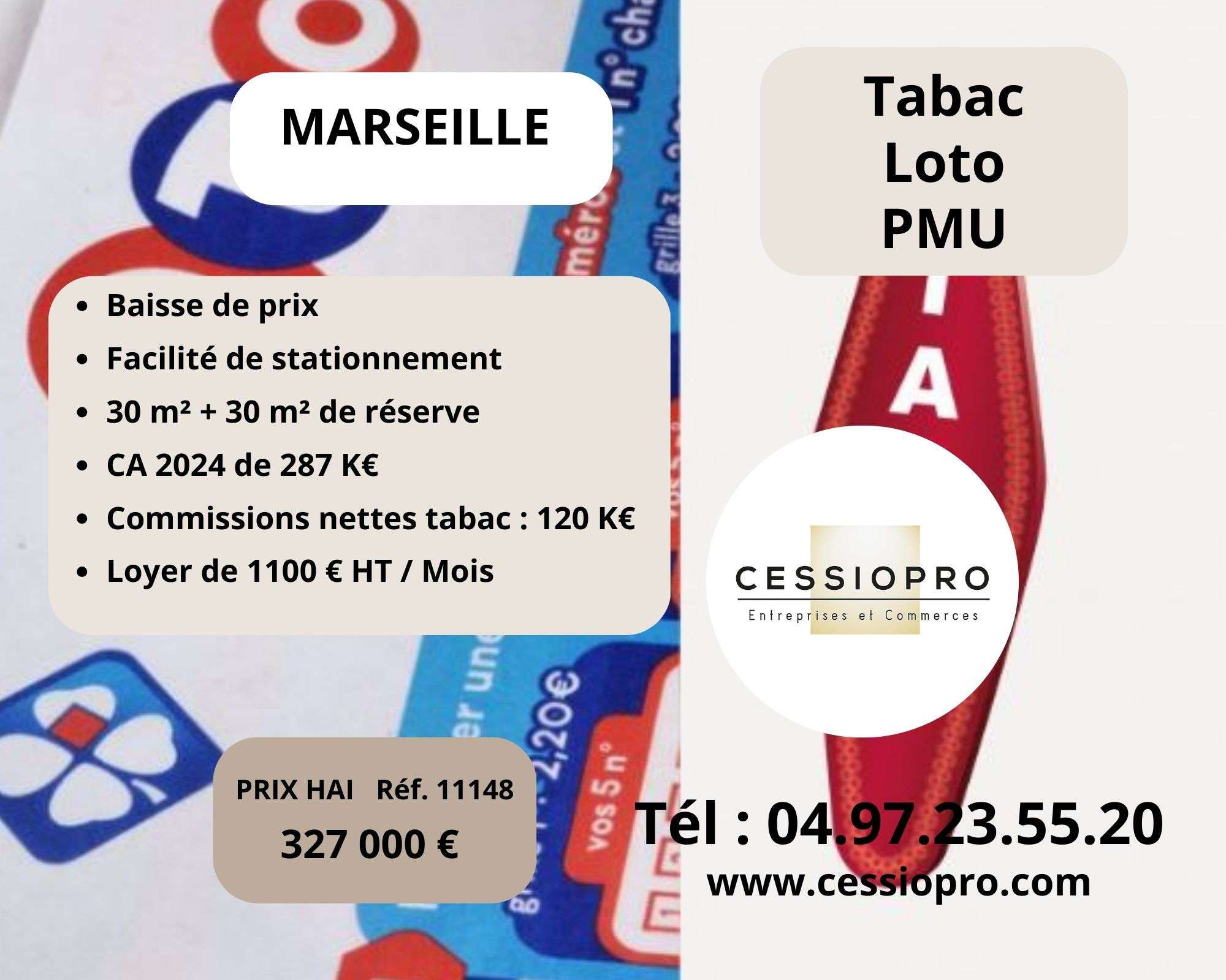 Vente FDC tabac loto PMU bimbeloteries Marseille