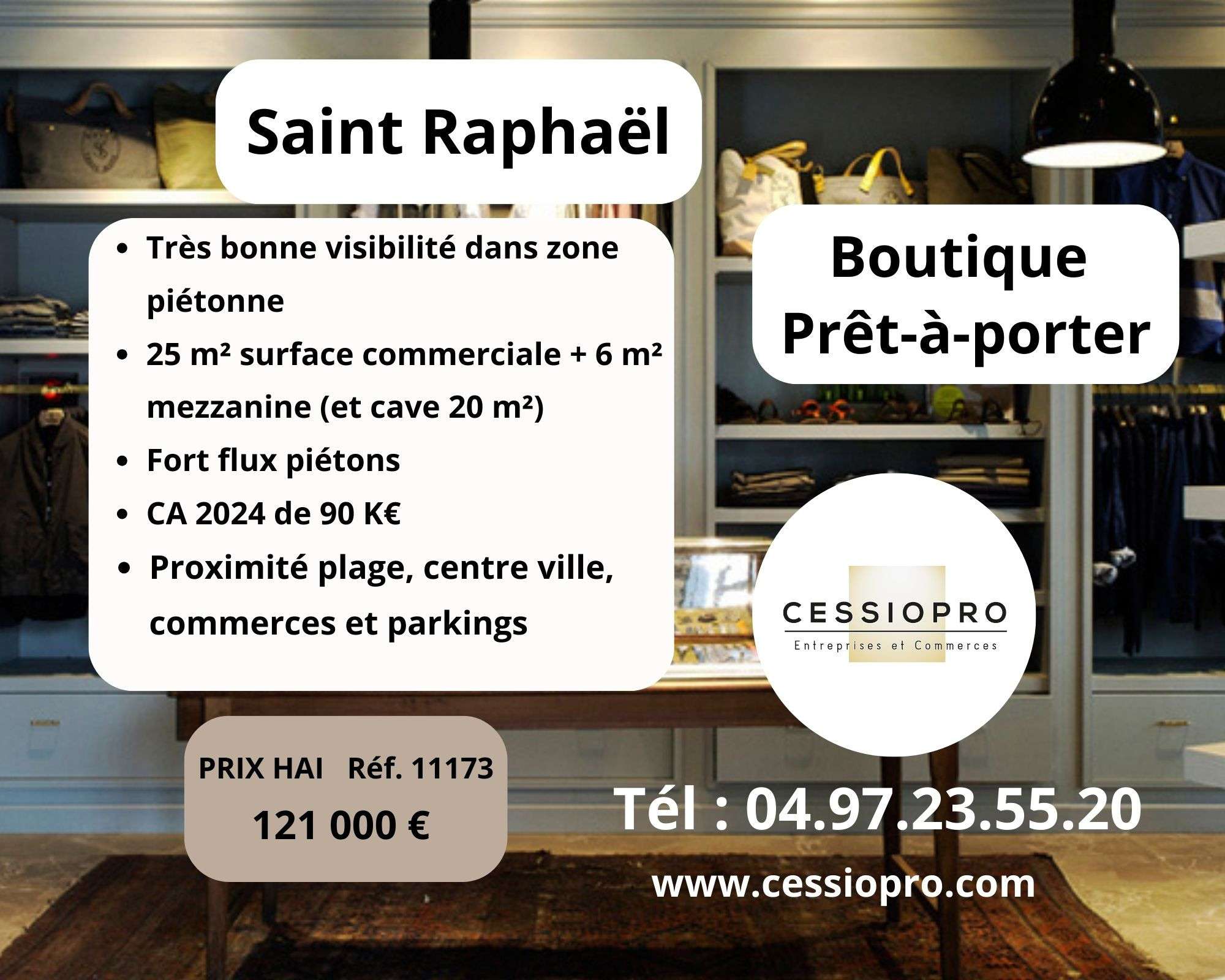 A vendre FDC prêt à porter de 45m² à St Raphaël