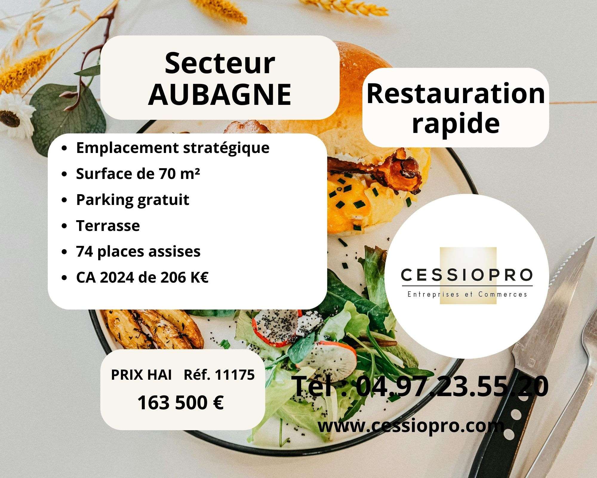 Cède restauration rapide empl stratégique Aubagne