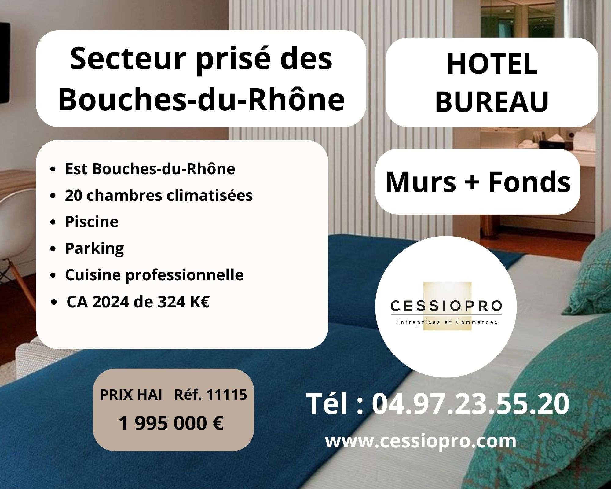 AV hôtel bureau murs + FDC secteur prisé Ceyreste