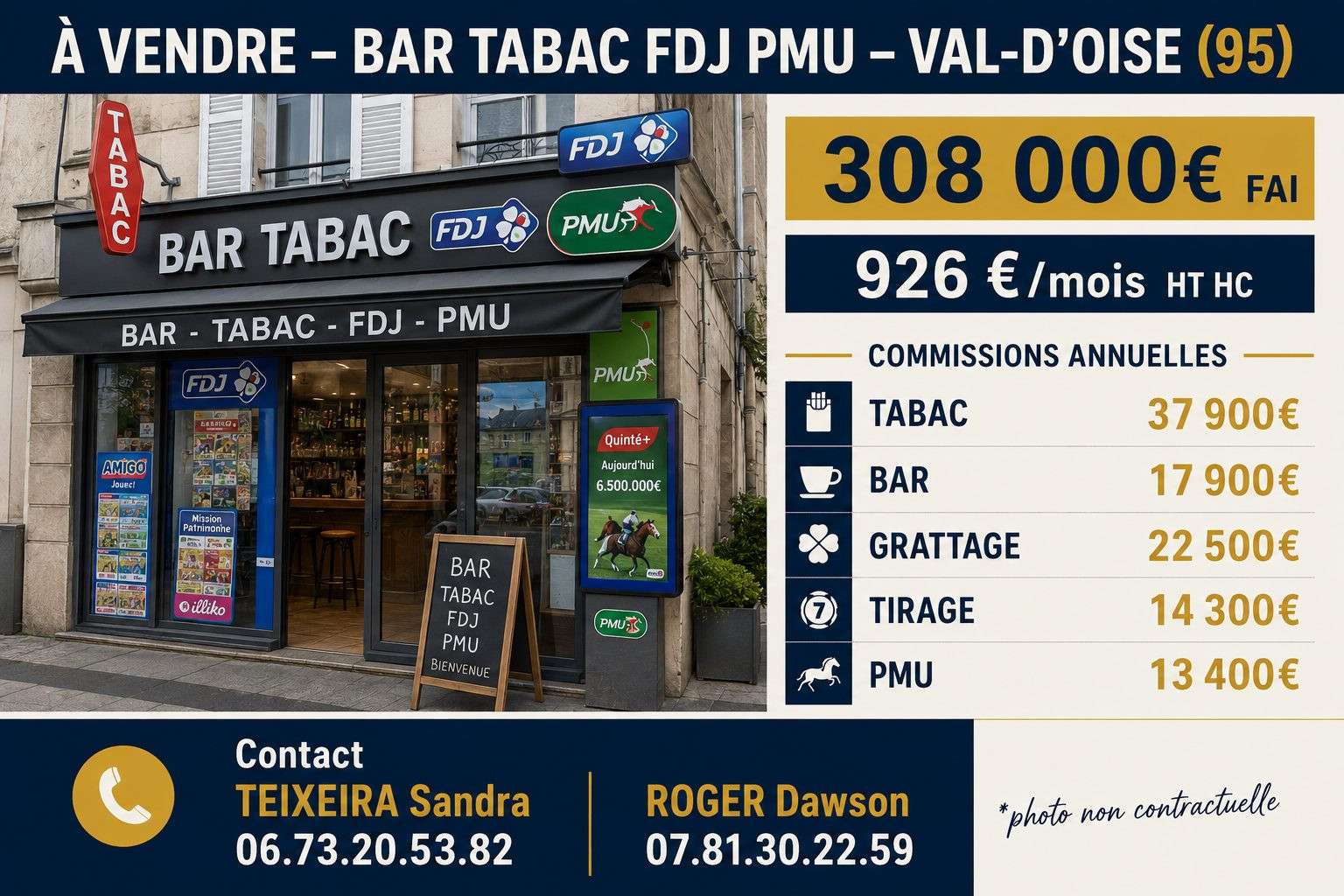 Vente bar tabac FDJ PMU en angle à Argenteuil