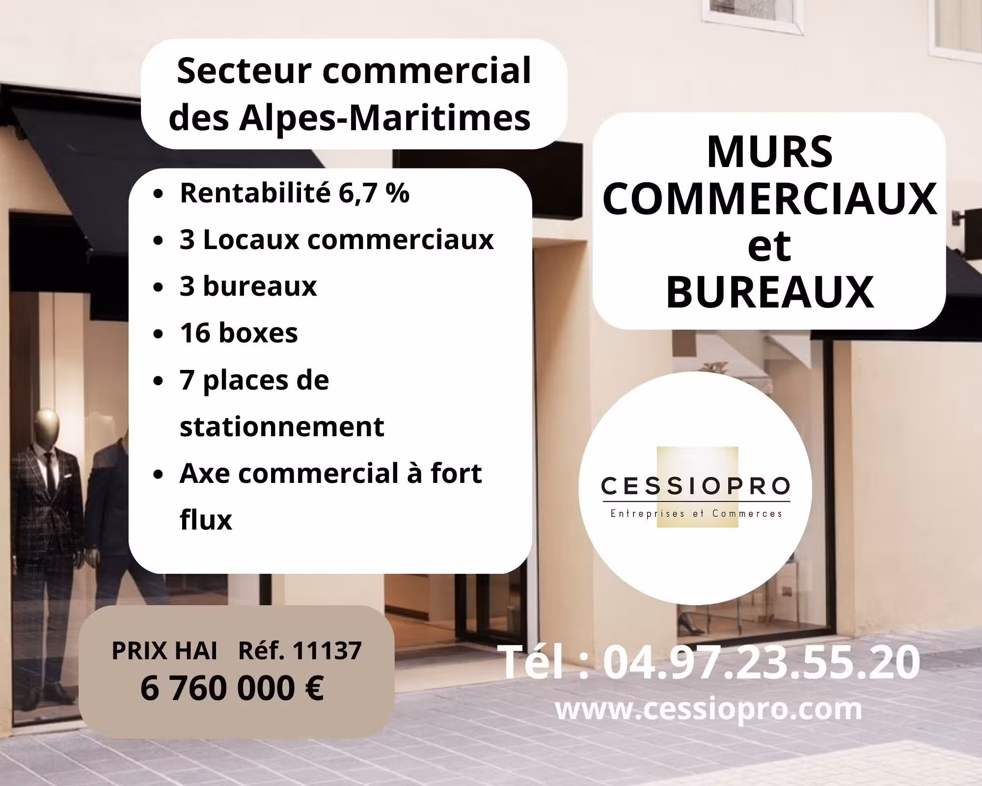 Vente murs commerciaux loués sur Nice