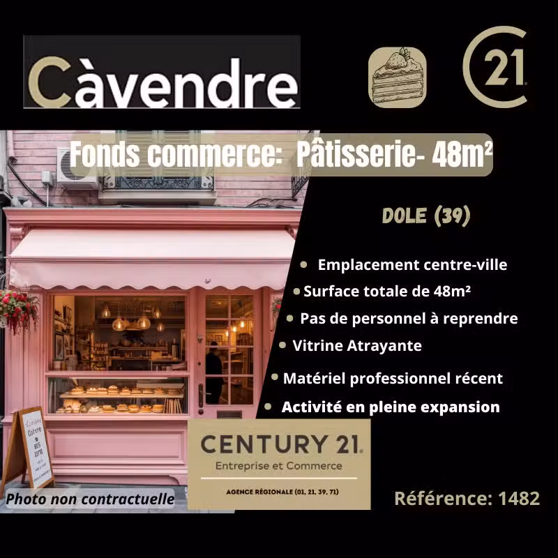 A vendre FDC jolie pâtisserie à Dole centre (39)