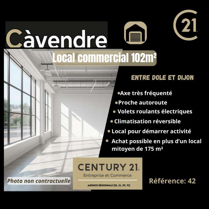 Vente local commercial 102m² entre Dole et Dijon