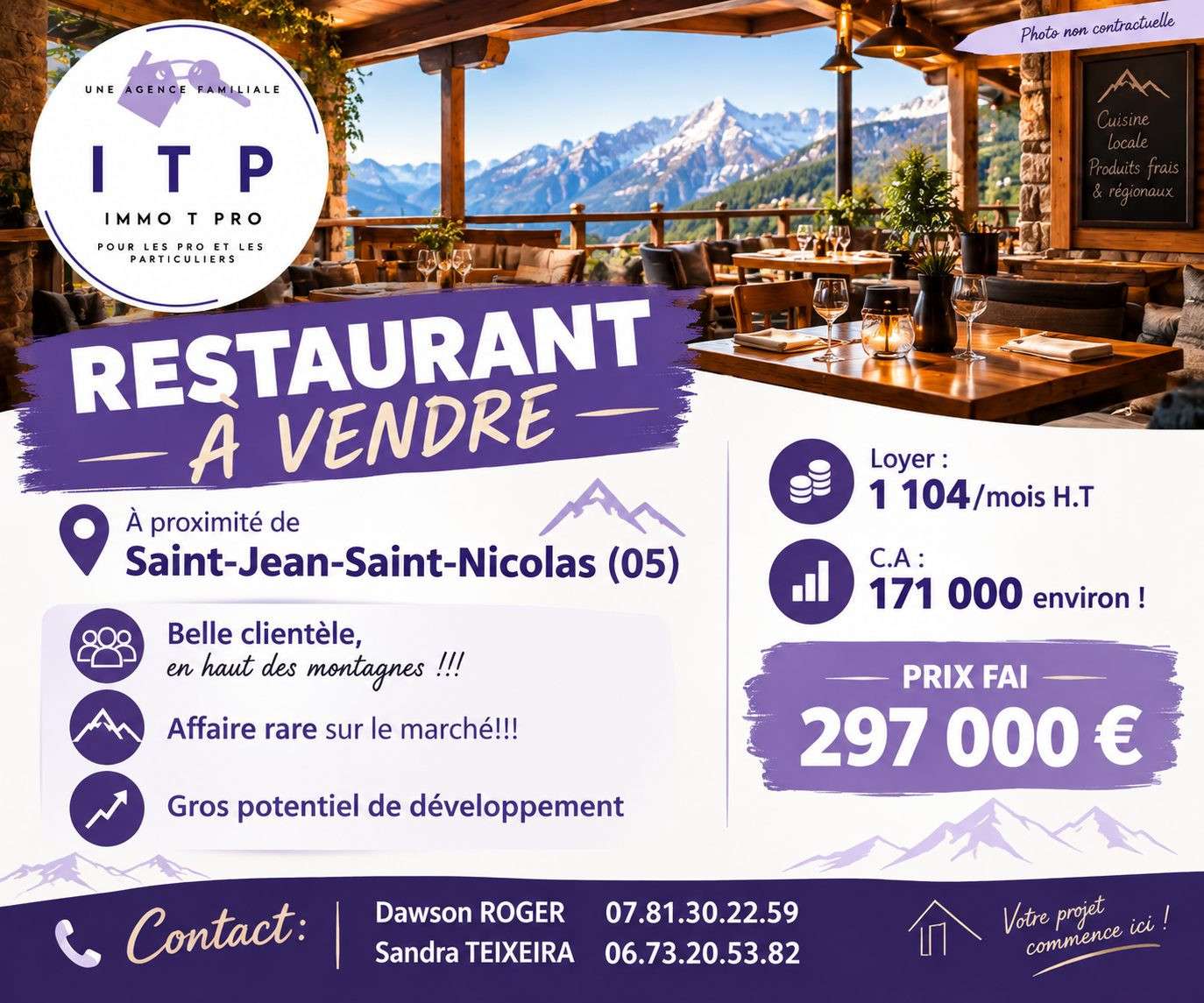 AV magnifique restaurant Saint-Jean-Saint-Nicolas