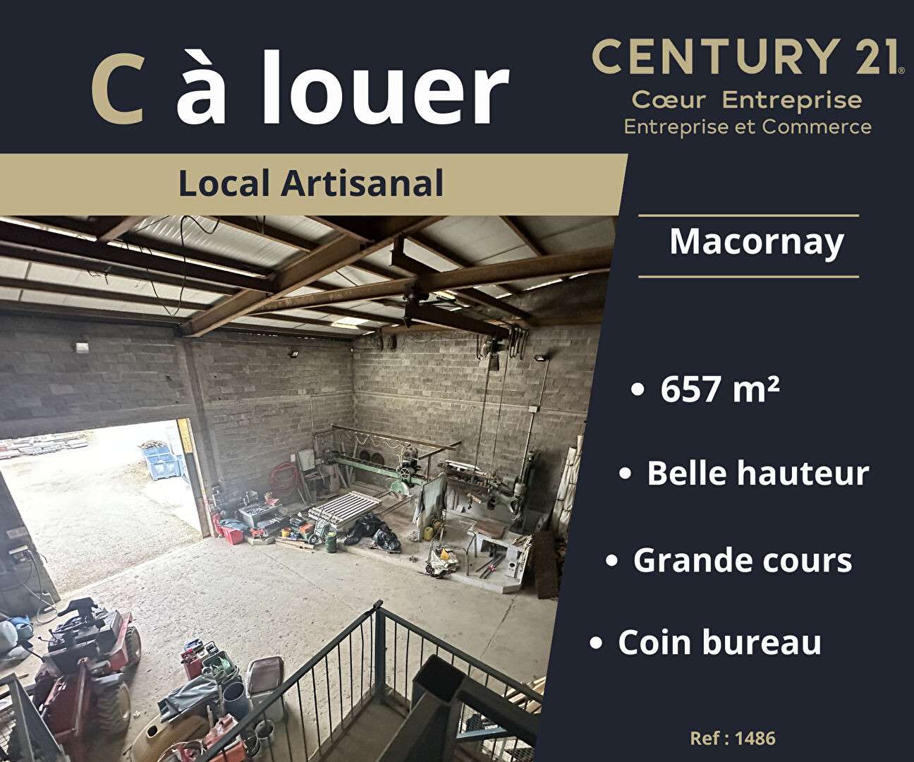 A louer local artisanal 657m² à Macornay 