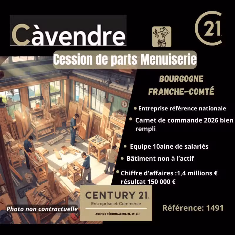 Vente parts sociales entreprises de menuiserie 25