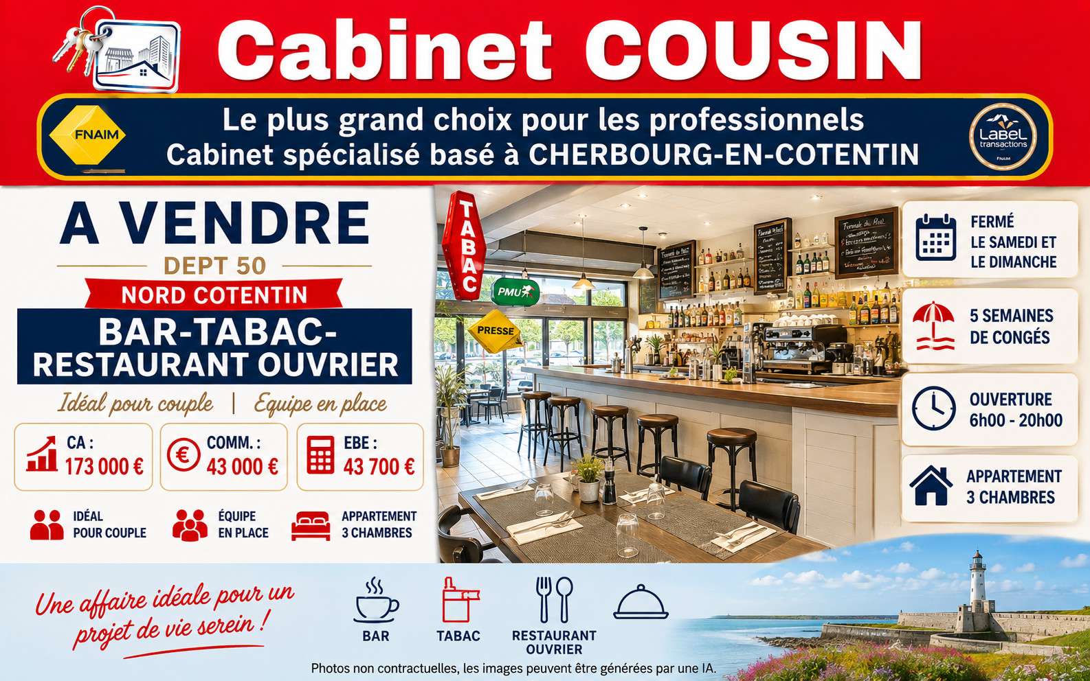 Vente bar tabac restaurant dans le Nord Cotentin
