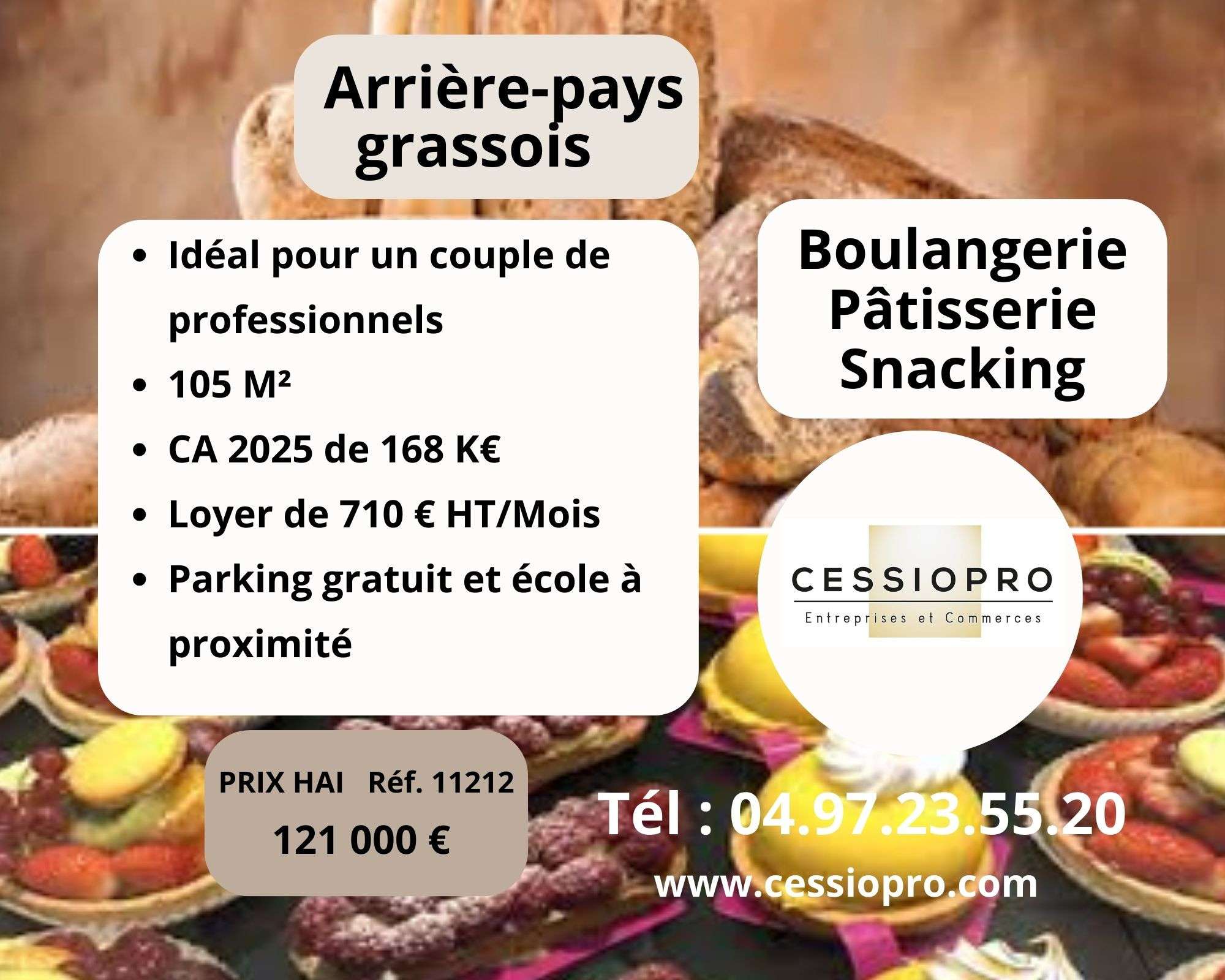 Vente boulangerie pâtisserie arrière pays Grassois