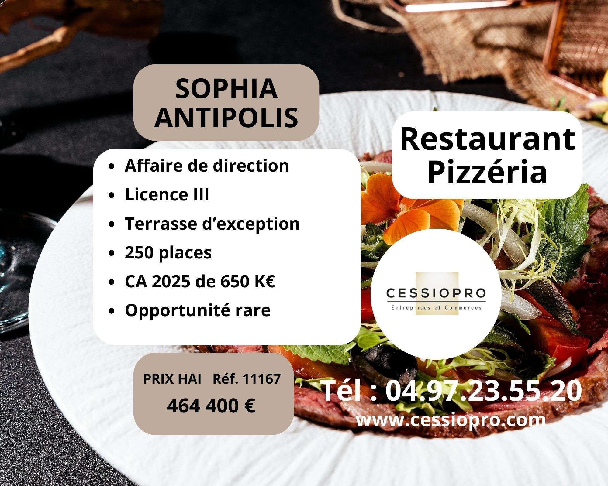 Vente restaurant pizzeria licence III à Valbonne