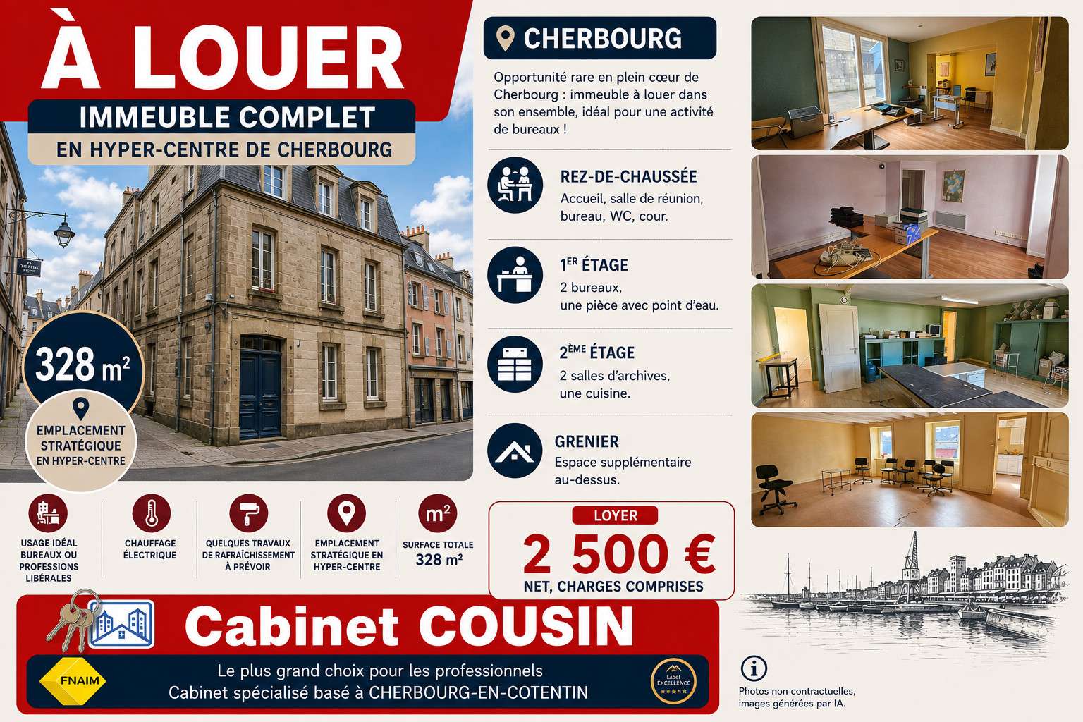 A louer bureaux en hyper-centre de Cherbourg