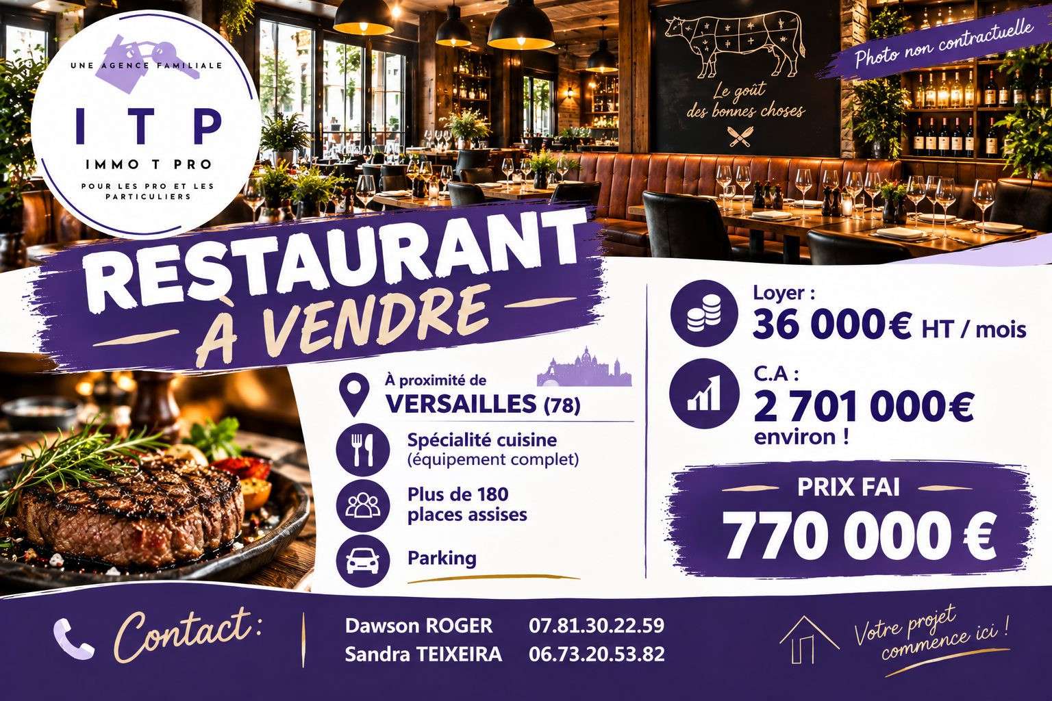 AV restaurant dans une belle ville des Yvelines