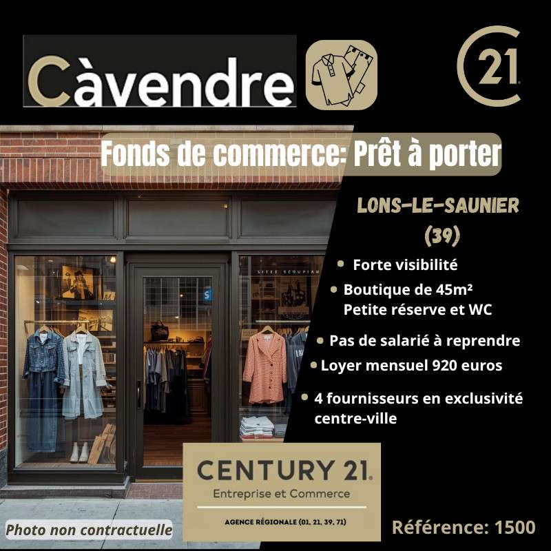 Vente FDC prêt à porter en centre ville de Lons