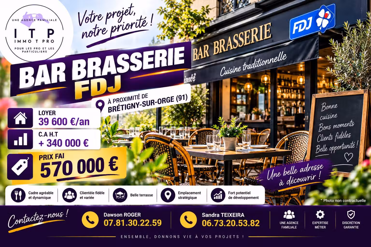 AV magnifique bar brasserie dans belle ville du 91