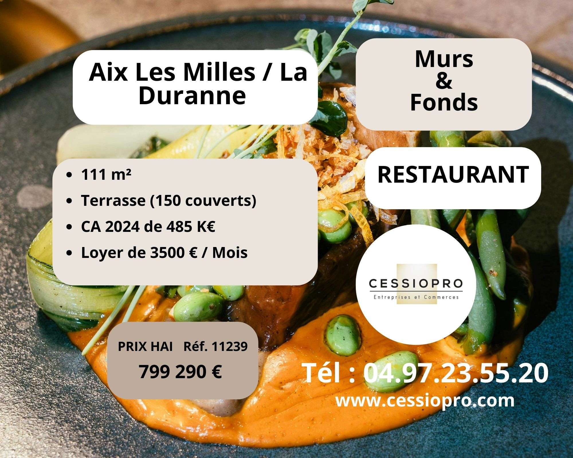 Vente murs et fonds restaurant à Aix les milles