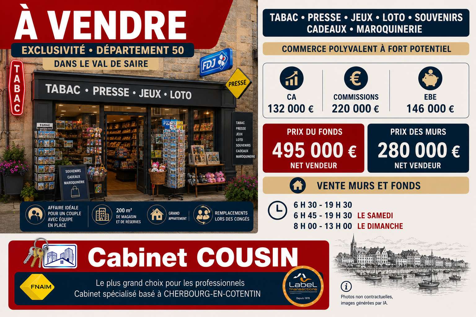 Vente FDC tabac presse jeux à St Pierre Eglise