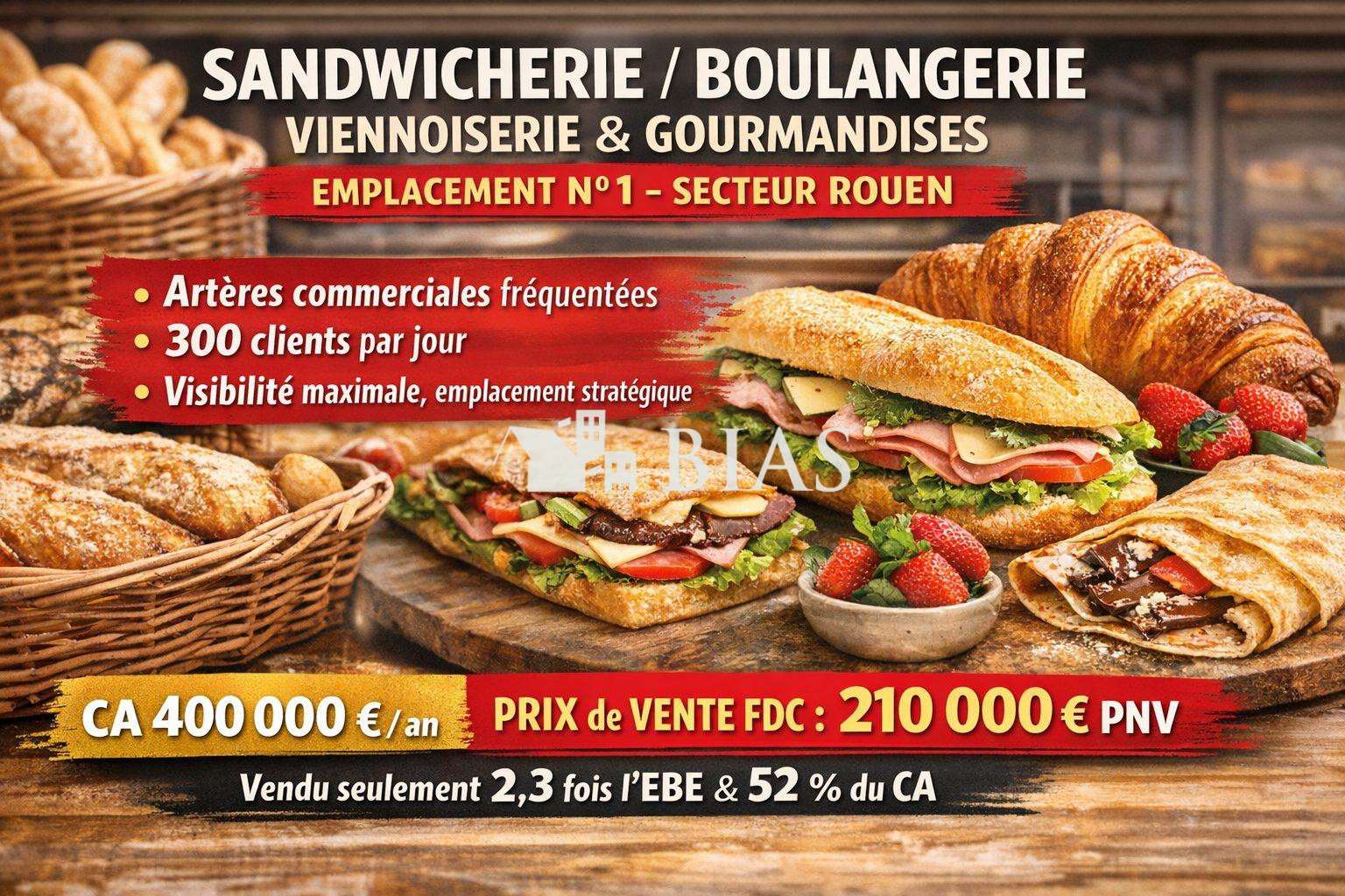 Vente boulangerie viennoiserie empl N°1 sur Rouen
