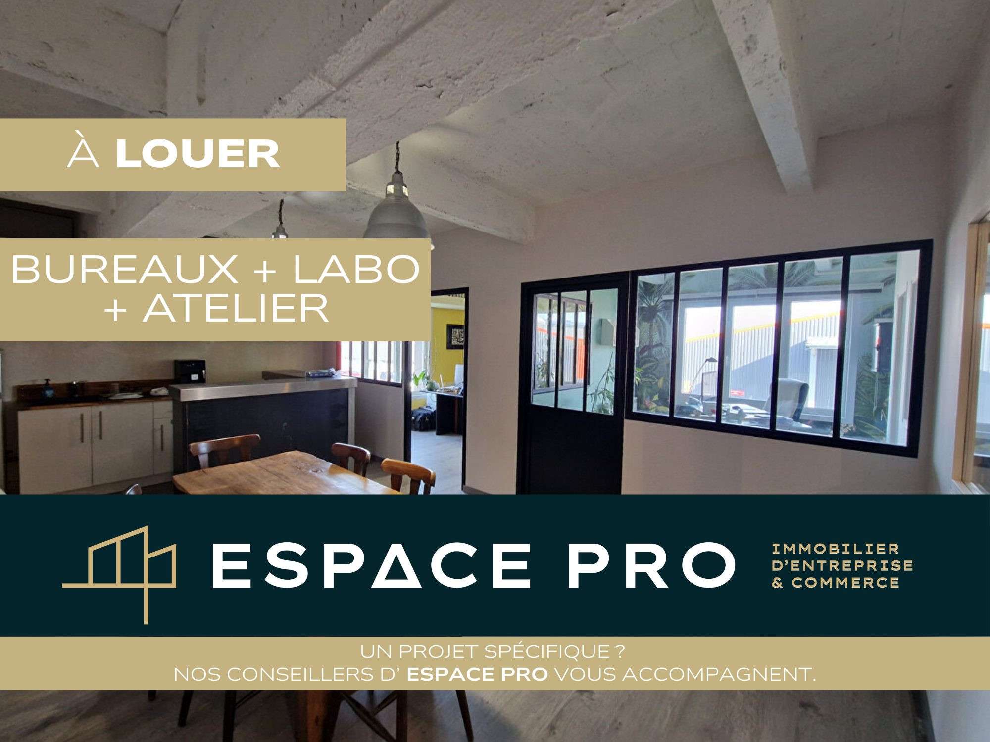 A louer 480m² de bureaux atelier à l'Est de Caen
