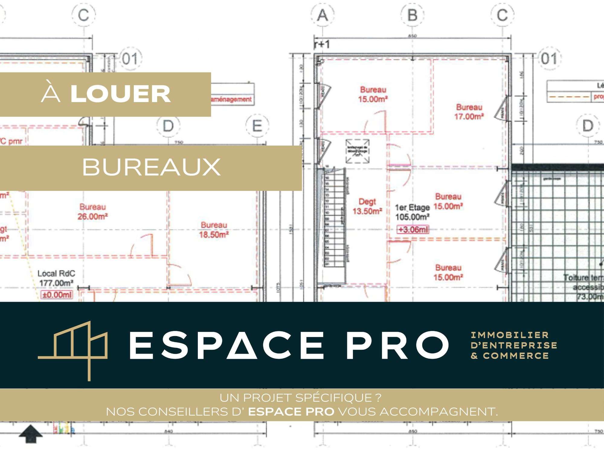 A louer bureaux neufs 280m² au Sud de Caen