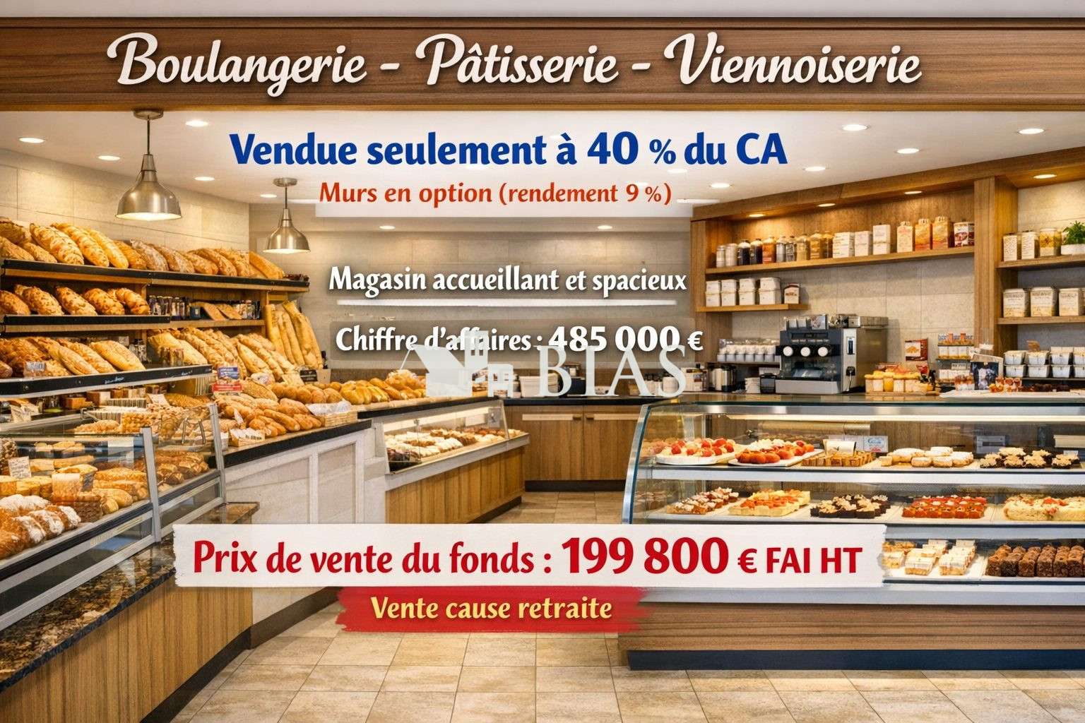 Vente boulangerie pâtisserie viennoiserie dept 76