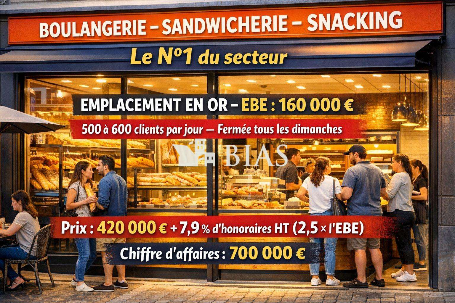 Vente boulangerie sandwicherie snacking dept 76
