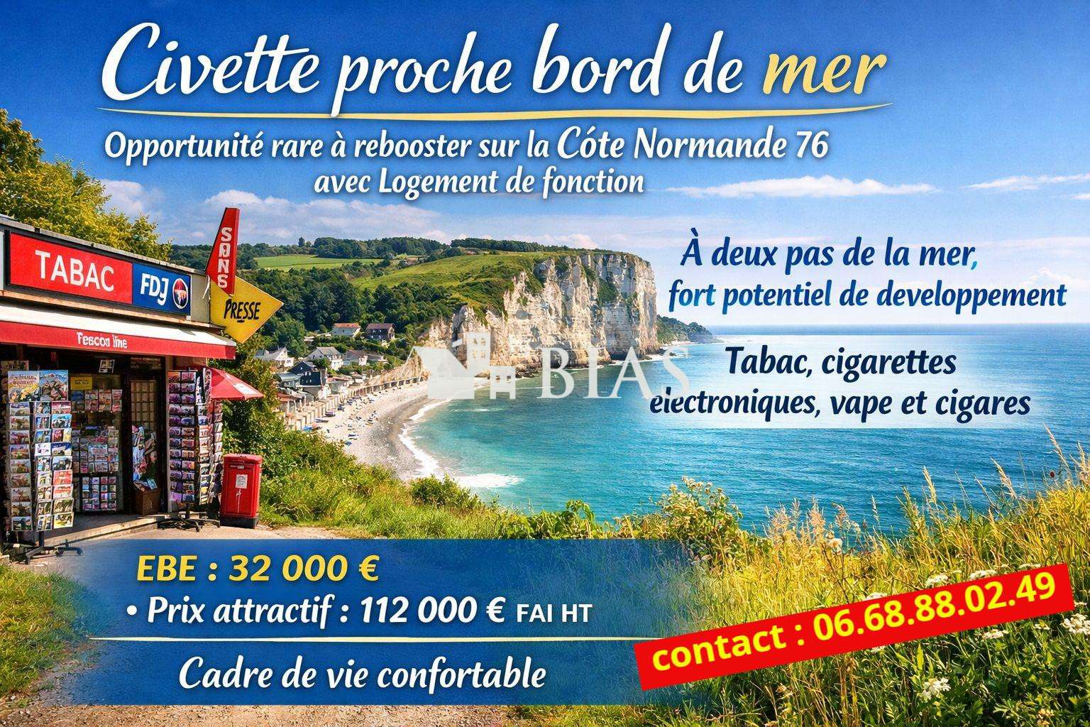 A vendre civette proche bord de mer Côte Normande