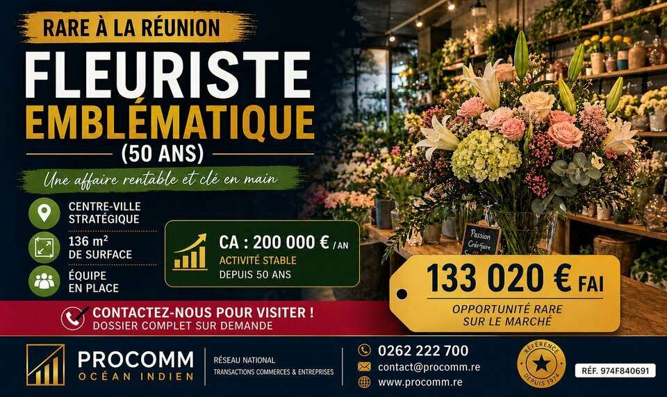 Vente FDC fleurs déco et accessoires à Saint Leu