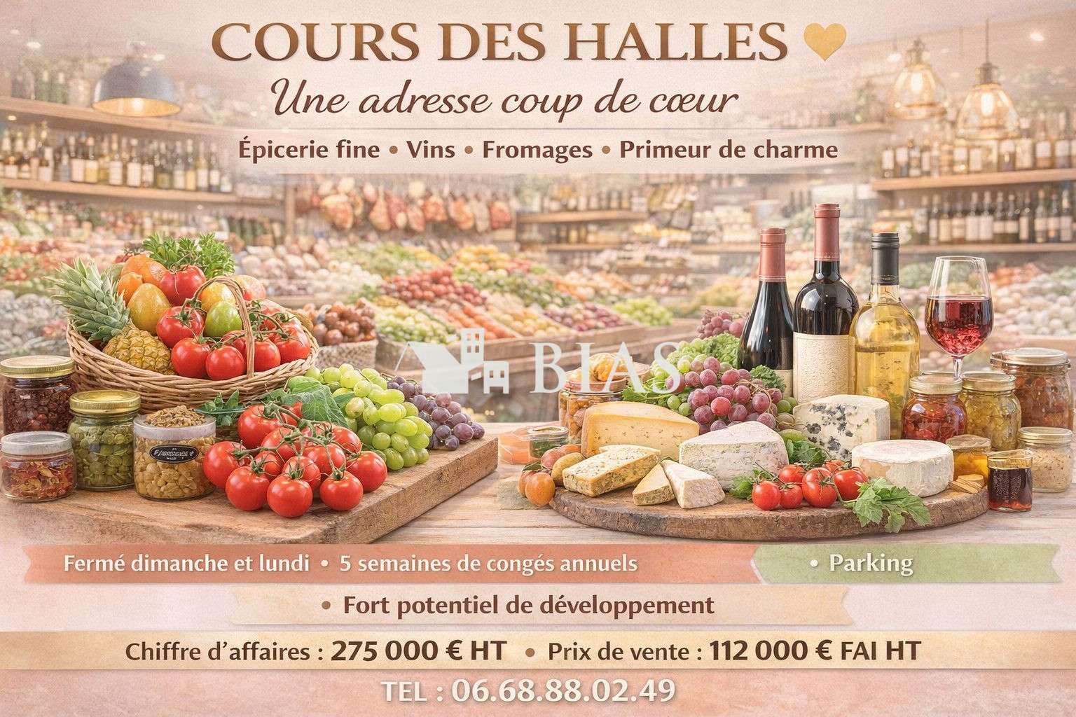 Vente cours des halles épicerie primeur dept Eure
